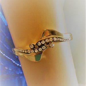 Gold & Rhinestone hinged bracelet NWOT